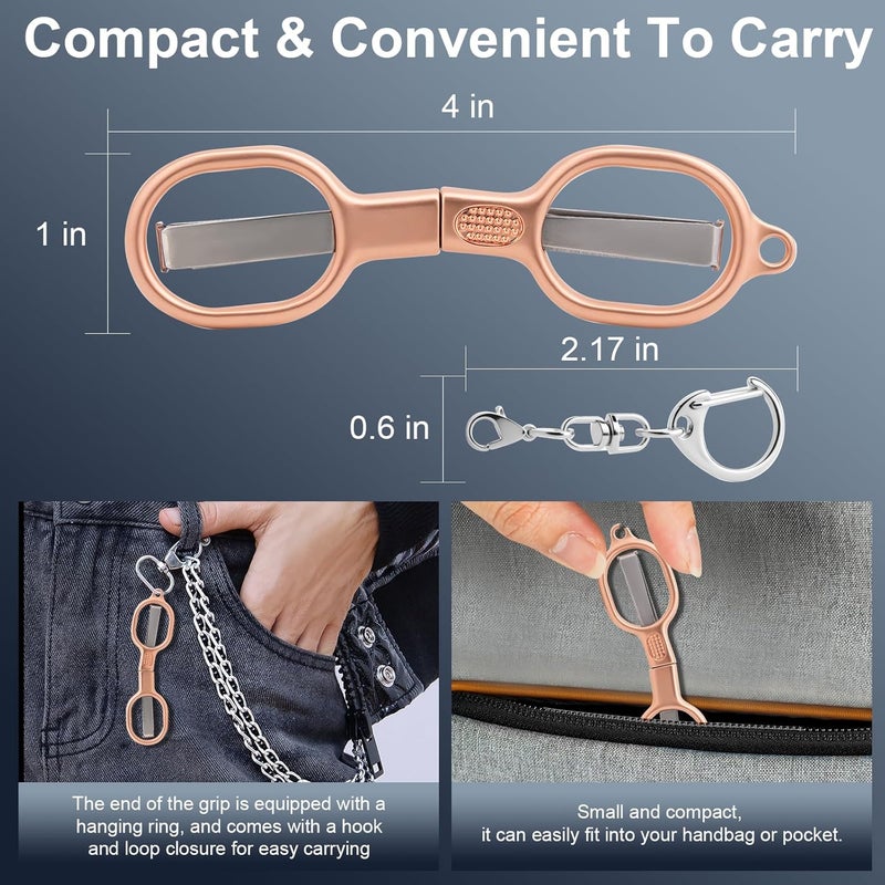 BSADIY 2 Pcs Folding Stainless Steel Portable Mini Small Travel Scissors, Safety Foldable Pocket Badge Nursing Scissors with 2 Keychain for Travel, Home, Office, Craft, Sewing (Rose Gold) - Image 3